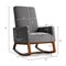 Costway Mid Century Rocking Chair Nursery Armchair Retro Fabric Upholstered Gray
